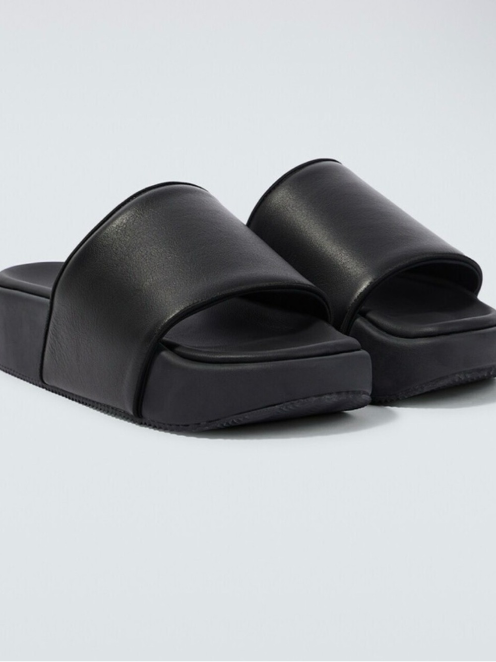 Yohji Yamamoto Y-3 x Adidas Leather Slides Triple 9 M Avant Designer Yeezy Look
